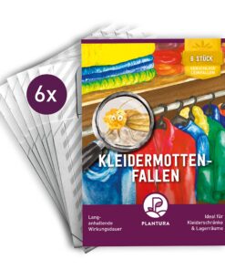 Plantura Geruchlose Kleidermotte Fallen, Mottenbekämpfung für Kleidereinlage, Ideal für Familien mit Kindern, 6 Stück