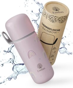 Enelias® Thermoskanne Rosa - 350 ml, BPA-frei, kohlensäuregeeignet - Kinder Trinkflasche mit Verschluss für Ausflüge, Ki