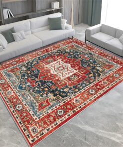 UUZEAI Waschbarer Teppich Rot für Wohnzimmer und Küche 60x90cm Weich rutschfest Traditioneller Orientalischer Stil