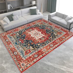 UUZEAI Waschbarer Teppich Rot für Wohnzimmer und Küche 60x90cm Weich rutschfest Traditioneller Orientalischer Stil