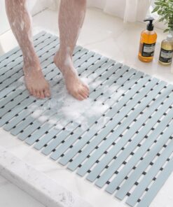 Rutschfest Duschmatte DEXI Grau Badewanne Antirutsch Anti-Slip Badezimmer Mat 61x90cm Waschbar Abflusslöcher Leicht Troc