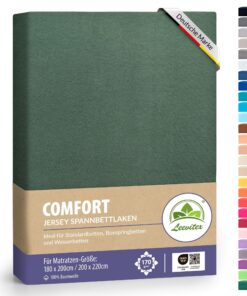Spannbettlaken leevitex Dunkel Grün 180x200-200x220 cm 100% Baumwolle OEKO-TEX
