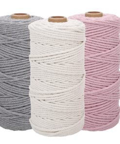 3stk Baumwollgarn zum Aufhängen, Pflanzenaufhänger, Basteln (Beige, Hellrosa, Hellgrau) 3stk Makramee Garn für Bunte B