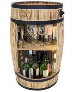 Weeco Holzfass Hausbar mit LED Leuchten - Barschrank - Weinfass als Weinregal - Weinschrank im Retro Stil - Bar aus Holz