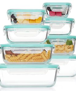 Vtopmart 8er Glasbehälter Mit Deckel - Mikrowellenkompatibel und BPA-Freie Frischhaltedosen für Lebensmittelpräparation
