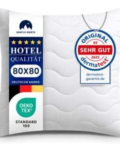 Hochwertiges Gentle Kopfkissen 80x80 cm für Allergiker (Ökotex 100 Zertifiziert, Flauschig und gut gefüllt) - 60° Waschb