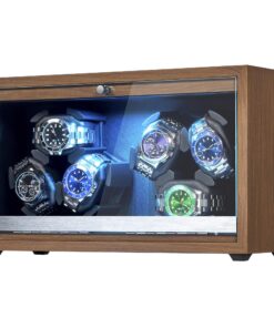 ANWBROAD Uhrenbeweger JWW003A - Superleisen Mabuchi-Motor mit LED und 4 Rotationsmodi für 6 Uhren Spinner