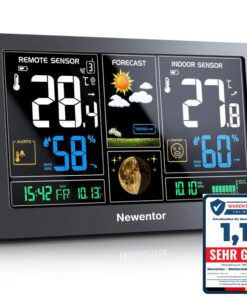 Newentor Funkwetterstation mit Außensensor - Wettervorhersage und Temperaturwarnung -erreicht Top Suchergebnisse mit - f