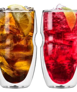 Ozeri Serafino doppelwandige isolierte Gläser für Eistee und Kaffee, Ideale Geschenke für Familien, 473 ml, 2 Stück Oz
