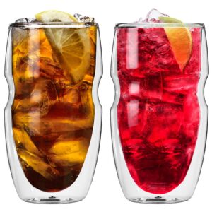 Ozeri Serafino doppelwandige isolierte Gläser für Eistee und Kaffee, Ideale Geschenke für Familien, 473 ml, 2 Stück Oz