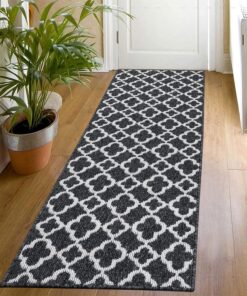 SHACOS rutschfest Läufer für Küche und Wohnraum OEKO-TEX Schwarz 50 x 150 cm
