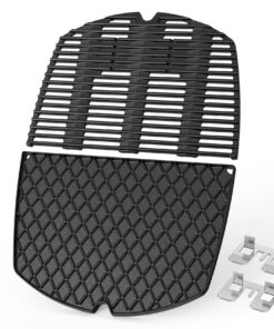 Onlyfire Gusseisen Grillroste und Grillplate für Weber Q300/Q320/Q3000/Q3100/Q3200 Gasgrill, Ersatzteile für Weber 6560/