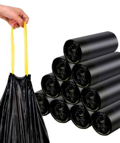 Reißfeste Müllsäcke 120L Schwarz - MIT ZUGBAND - 100% Recycelt - XXL Mülltüten - 50 Säcke