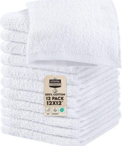 Utopia Towels 100% Baumwoll-Seiftücher-Set, weich und saugfähig, ideal fürs Gesicht, 12 Stück (Weiß) OEKO-TEX