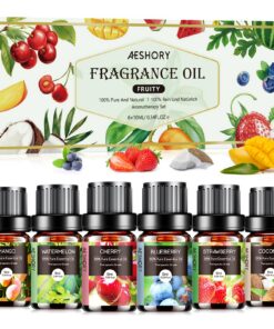 AESHORY Fruchtig Ätherische Öle Set für Diffuser - Erdbeere, Heidelbeere, Kirsche, Kokosnuss, Wassermelone, Mango Gesche