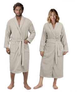 HOMELEVEL Bademantel Frottee - Extra saugfähig 100% Baumwolle - für Sauna Damen Herren