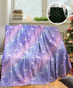 Kuscheldecke Kinder Leuchtet im Dunkeln (Einhorn-07, 150x200 cm) Super Weiche und Warme Einhorn Decksche für Mädchen (