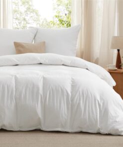 BEDSURE Bettwäsche Weich Baumwollähnlich - Weiß 240x220 cm + 2x80x80 cm, ÖKO-TEX Vorgewaschene Deckenbezug, Weiß mit Rei