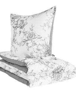 Zeitgeist Ibena Cholet Baumwoll Bettwäsche-Set 135x200 cm + 80x80 cm, Blumen und Streifen, OEKO-TEX