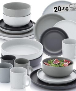 SÄNGER Leeds Kombiservice 20 teilig für 4 Personen | Steingut Geschirr mit Bunter Design | VALUE COLLECTION