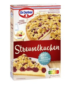 Dr. Oetker Streusel Kuchen Backmischung, Kirschen & Puddingcreme, vegetarisch, einfach zubereiten, familiär geeignet, fü