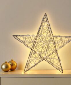 Spetebo Draht Leuchtstern Champagner 30 cm mit Timer - 25 LED - Batteriebetrieb - Weihnachtsdekoration