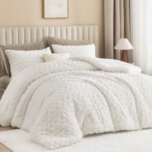 Andency Flauschiges Sherpa-Bettwäsche-Set, superweiches, weißes Fleece, warme Bettwäsche für den Winter, luxuriöses Jacq