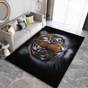 Generisch Teppich Wohnzimmer Dunkel Tiger 3D Kurzflor Pflegeleicht Generisch Teppich Jugendzimmer Dunkel Tiger 3D Pflege