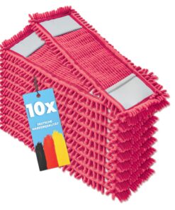 10x Profi Bodenwischer Ersatzbezug - Chenille Wischbezug rot - für empfindliche Böden - Microfaser-Mopp zur Bodenpflege