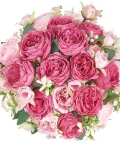 Künstliche Pfingstrosen Mkono, kleine Seidenblumen für Heimdekoration, perfekt für Esstisch und Tafelaufsätze in der Küc