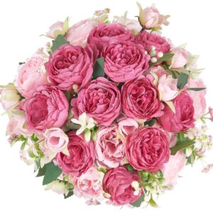 Künstliche Pfingstrosen Mkono, kleine Seidenblumen für Heimdekoration, perfekt für Esstisch und Tafelaufsätze in der Küc