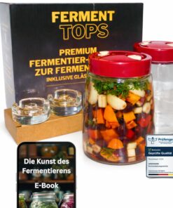 Fermentierglas Set 2er – je 1,4 L mit Gärventil & Deckel – inkl. 2 Fermentiergewichte – luftdicht & lebensmittelecht – f