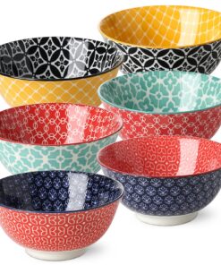 DOWAN Müslischalen 6er Set - 680 ml Bunte Müsli Schüsseln, Φ 15,2 cm für Abendessen und Weihnachten - Suppen-, Salat- un