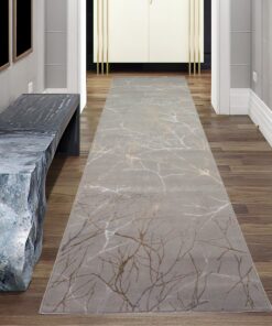 Teppich-Traum LÄUFER schmaler Gang | Designer Flur-Teppich abstraktes Ästhetisches Muster Gold 80x300 cm