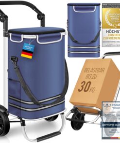 Dimono® Rolltex Einkaufstrolley Klappbarer 3in1 56 Liter mit Kühlfach Blau