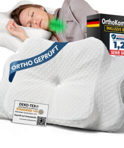 OrthoKomfort® Memory Foam Nackenstützkissen – Orthopädisches Kissen für Seitenschläfer & Rückenschläfer | Oeko-TEX, Wasc