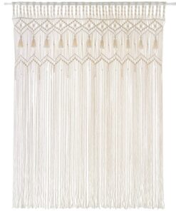 Mkono Makramee Vorhang Großes Handgemachtes Elfenbein 132 x 180cm Hochzeitstür Vorhang Boho Deko Wohnzimmer Kinderzimmer