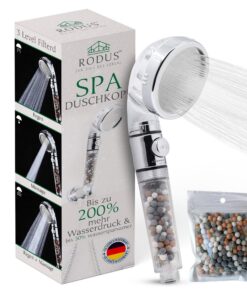DuschkopfIonic Wassersparend mit Druckerhöhung und 3 Filtrationen für Familien mit 3 Filtrationen und 1 ersetzbarem PP F