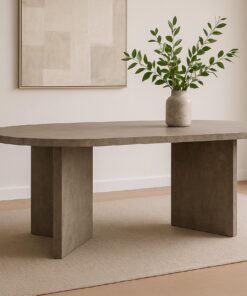 SAM Ovi Esszimmertisch | Holz Graue-Optik | Familie|[Geraden Kanten und ovaler Schnitt]|[Ideal für Esszimmer und Büros]|