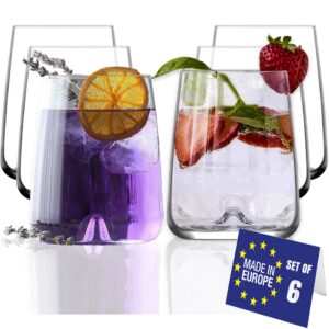 NORDIC SCHILLER Moderne Trinkgläser Groß 475ml, 6er Set Spülmaschinenfest, Weingläser & Wassergläser, %100 BLEI FREI & C