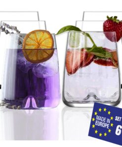 NORDIC SCHILLER Moderne Trinkgläser Groß 475ml, 6er Set Spülmaschinenfest, Weingläser & Wassergläser, %100 BLEI FREI & C