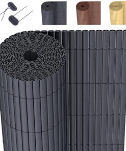 PVC Sichtschutzmatte Anthrazit - Balkon Windschutz mit Kabelbindern (120x300cm)