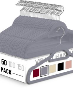 Utopia Home - Antirutsch-Kleiderbügel aus Samt - perfekt für Anfänger und Profis (Grau, 50er-Pack) Utopia Home - Antir