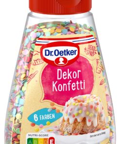 Dr. Oetker Dekor Konfetti 8er Pack - Zuckerstreusel für Torten, Kuchen & Desserts - in 6 bunten Farben - 8 x 100 g