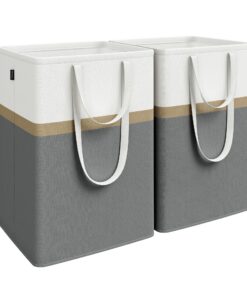 SONGMICS Wäschekorb, faltbar, für Schlafzimmer und Badezimmer, schiefergrau LCB210G01
