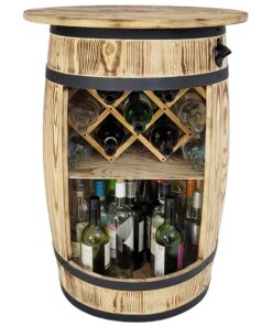 Weeco Weinregal mit Topblat und Weinhalter - Weinschrank - Holzfass-Tisch 80x50cm - Wein Rack - Weinfass Tabelle