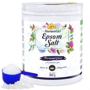 Nortembio Konzentriertes Epsom-Salz 800 g für Muskelentspannung und Besseren Schlaf | Nortembio Reines Epsom-Salz 800 g