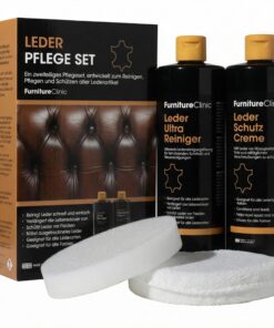 Furniture Clinic Lederpflege-Set Pflegecreme mit Lederduft – Couch, Sofas, Autositze + Möbel – Premium Lederreiniger + C