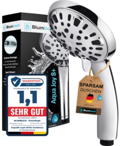 Wassersparender Duschkopf Aqua Joy - Höherer Wasserdruck, 8 Strahlarten, Sparduschkopf