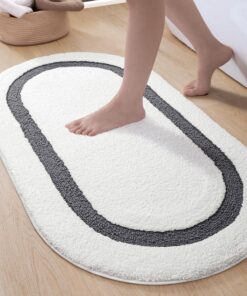 DEXI Rutschfeste Badematte, weicher Maschinenwaschbar Badvorleger, Grau OEKO-TEX STANDARD 100 DEXI Ovales Saugfähige B